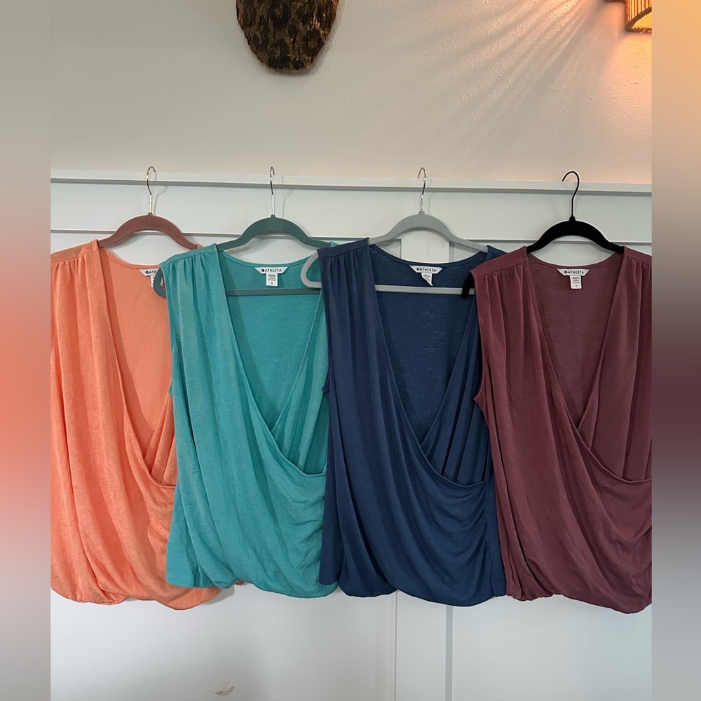 Athleta BLUE Women's Breezy Wrap Tank Top Size L